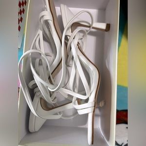 Square Toe Strapped Sandals With Heel